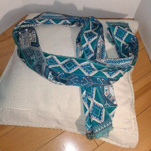 Halston III: Green/tan design scarf